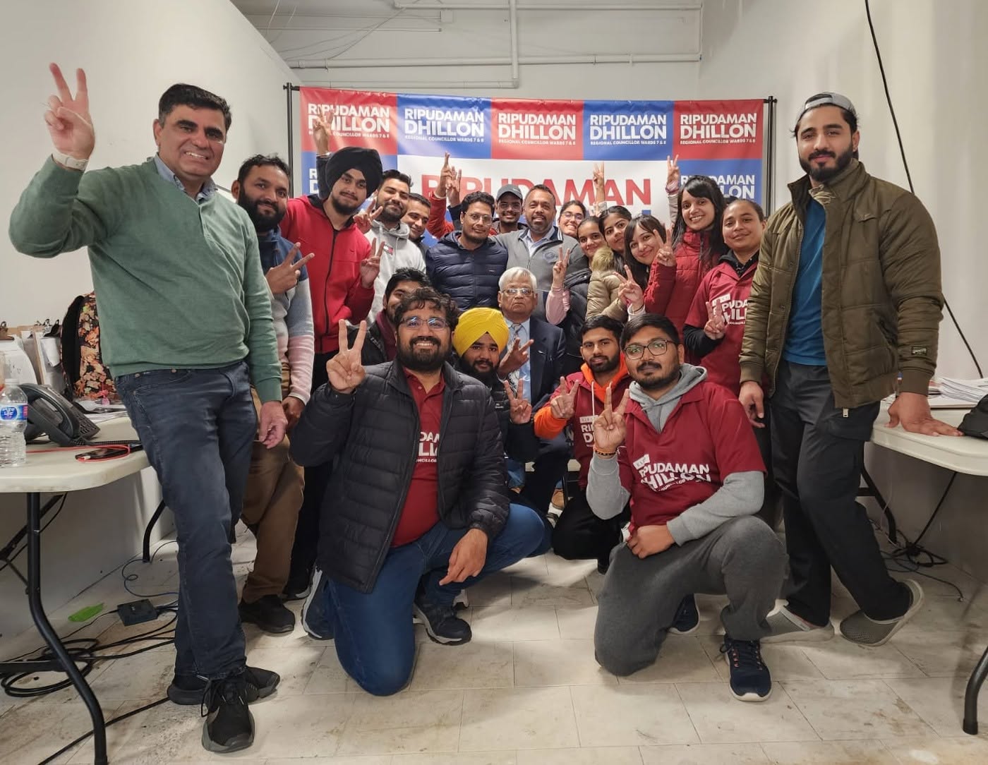 Ripudaman with volunteers canvassing